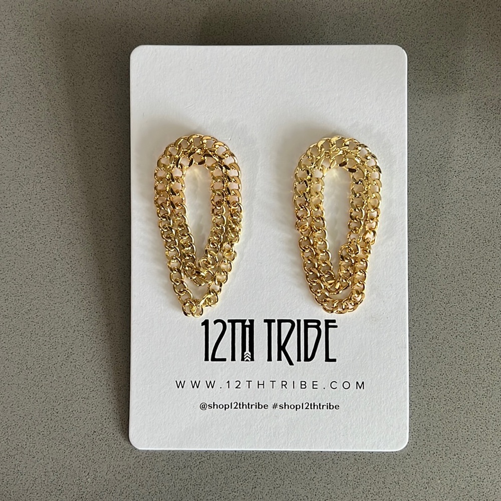 Gold chain earrings